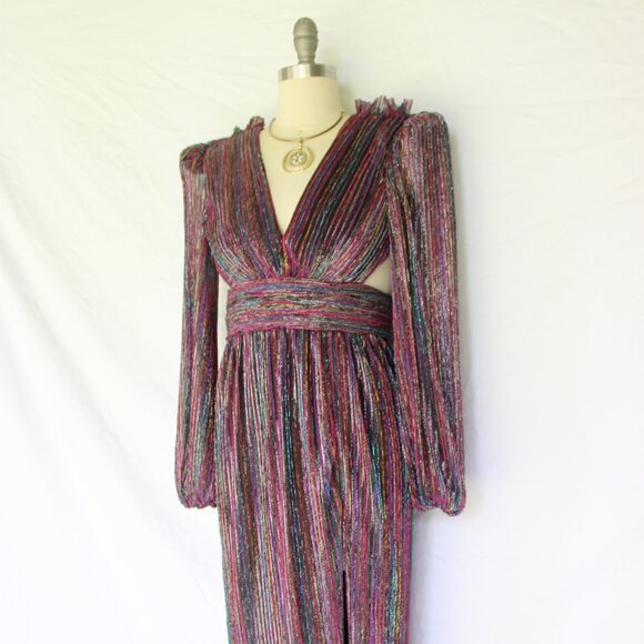 REBECCA VALLANCE Casey Maxi gown dress backless Vintage Disco fortuny plum NWT - Picture 11 of 12